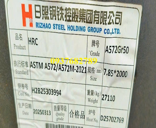 Thép tấm A572 dày 8mm 8ly 8li tiêu chuẩn astm gr50
