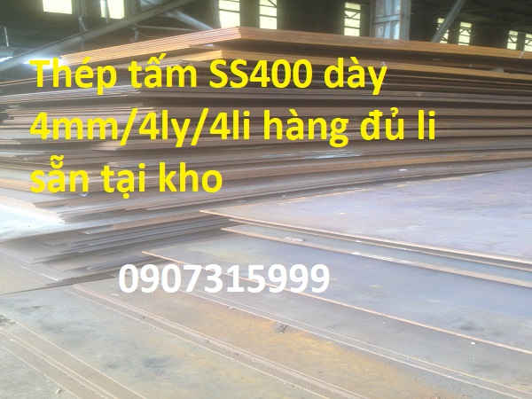 Thép Tấm SS400 Dày 4mm(ly/li):